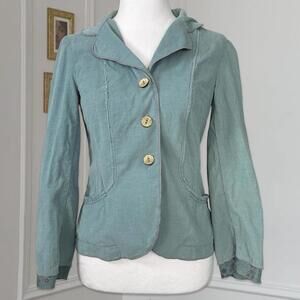 Y2K Teal and Brown Corduroy Button Up Blazer Whimsy Boho Twee Coquette